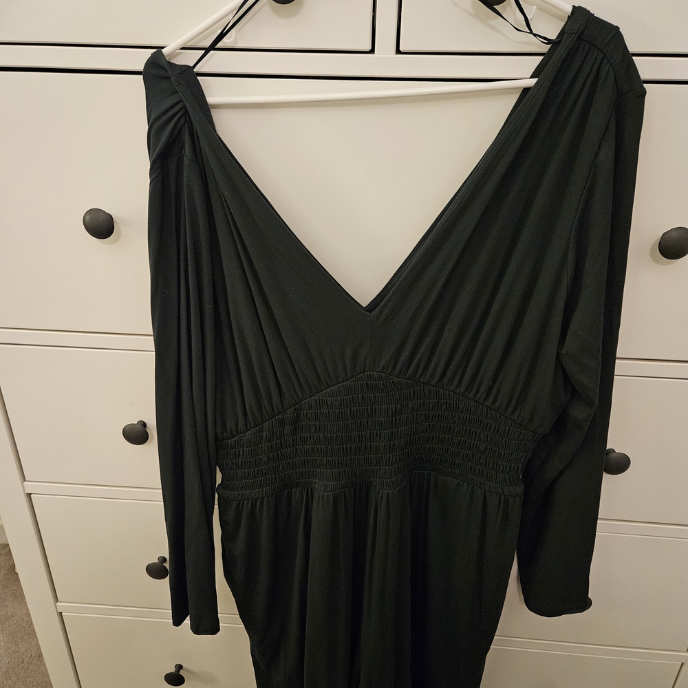 Elegant Dark Green V-Neck One piece